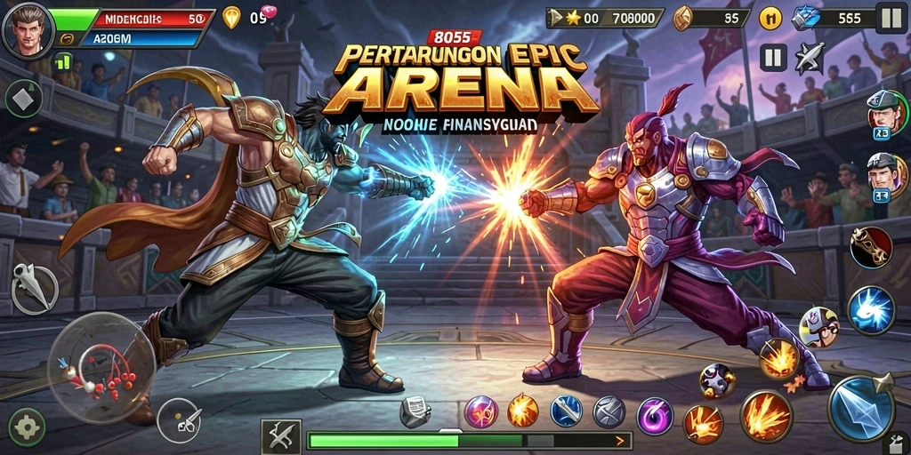 Tangkapan layar menunjukkan aksi bertarung seru dalam 8055.