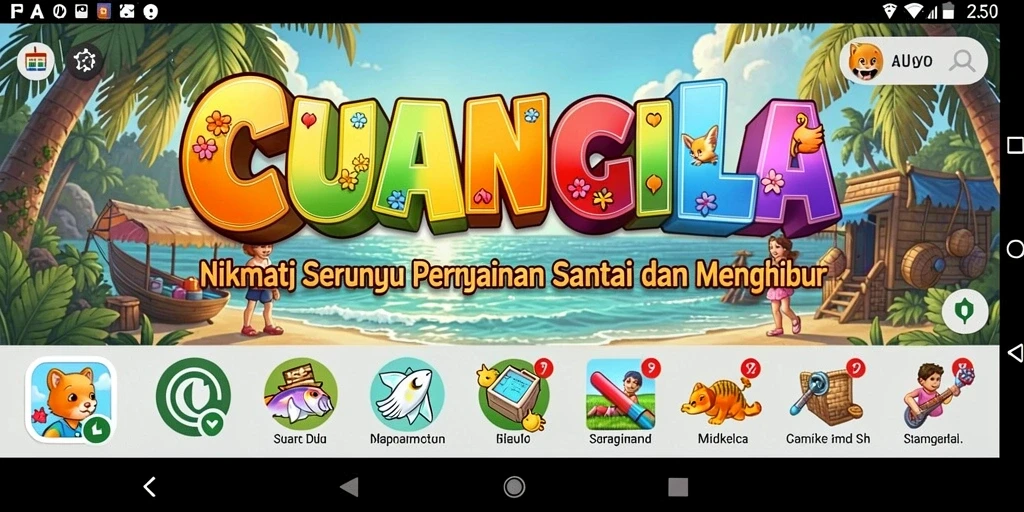 Screenshot gameplay utama CUANGILA menampilkan momen seru saat bermain.