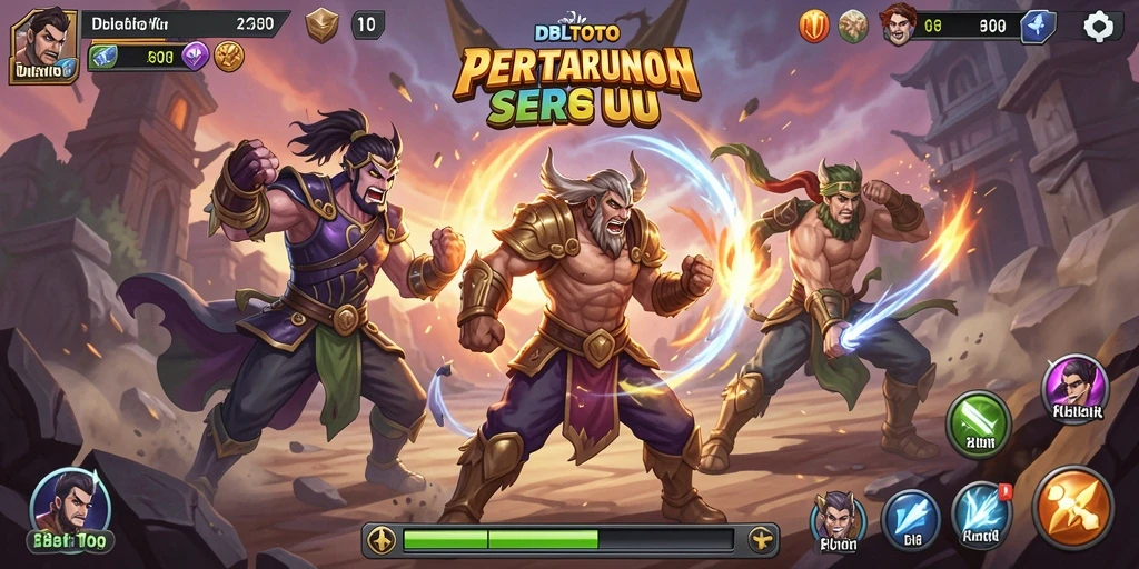 Screenshot gameplay DBLTOTO menunjukkan pertarungan seru dengan karakter beragam.