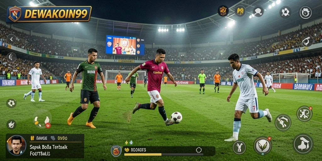 Screenshot aksi pertandingan sepak bola yang menegangkan di DEWAKOIN99.