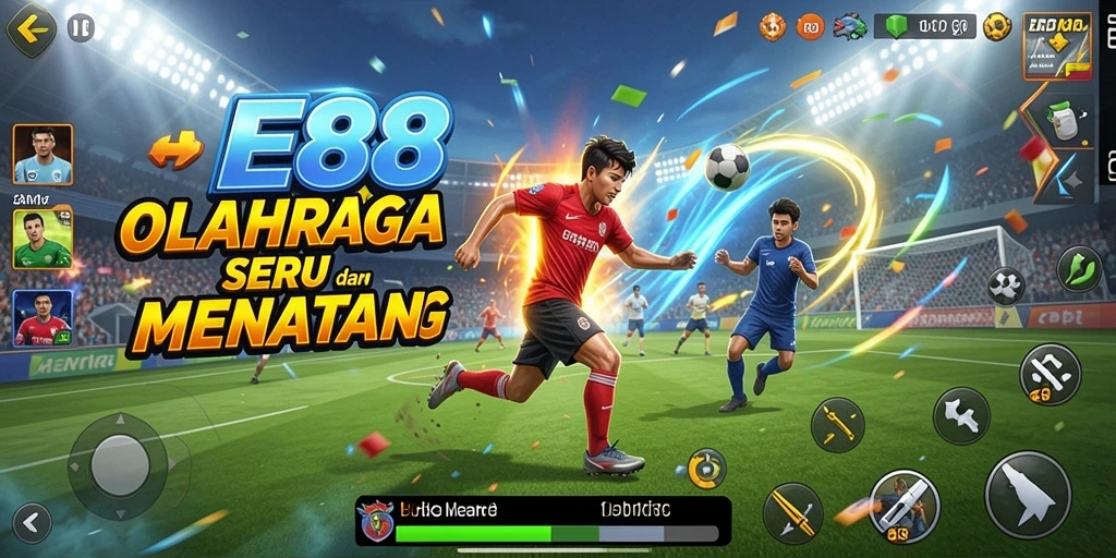 Tampilan gameplay E88 yang penuh aksi dan kompetisi olahraga.