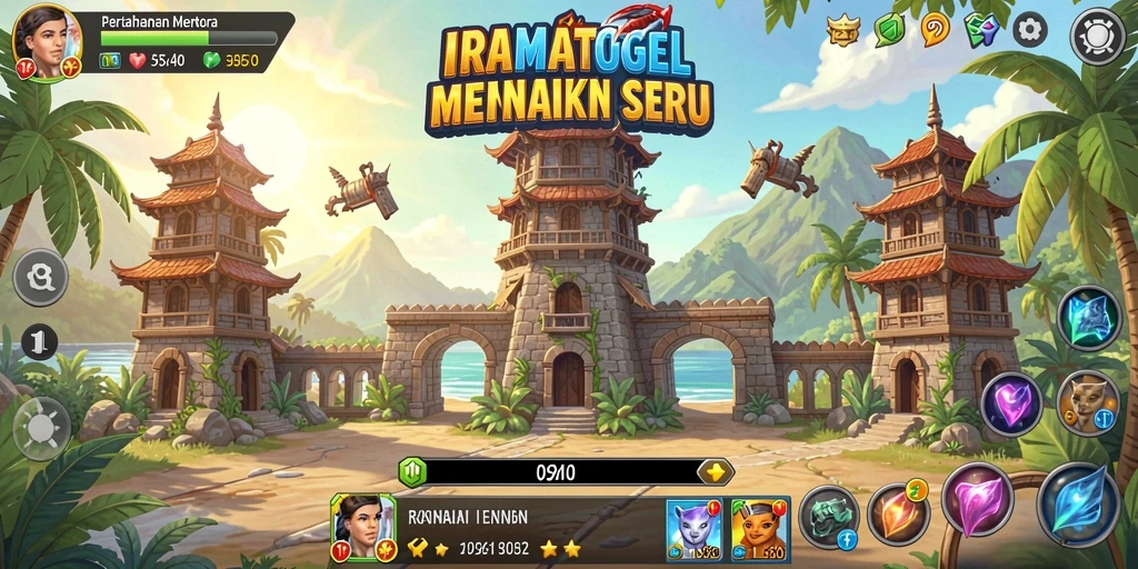 Gameplay IRAMATOGEL menampilkan pertahanan menara yang menegangkan dan strategis.