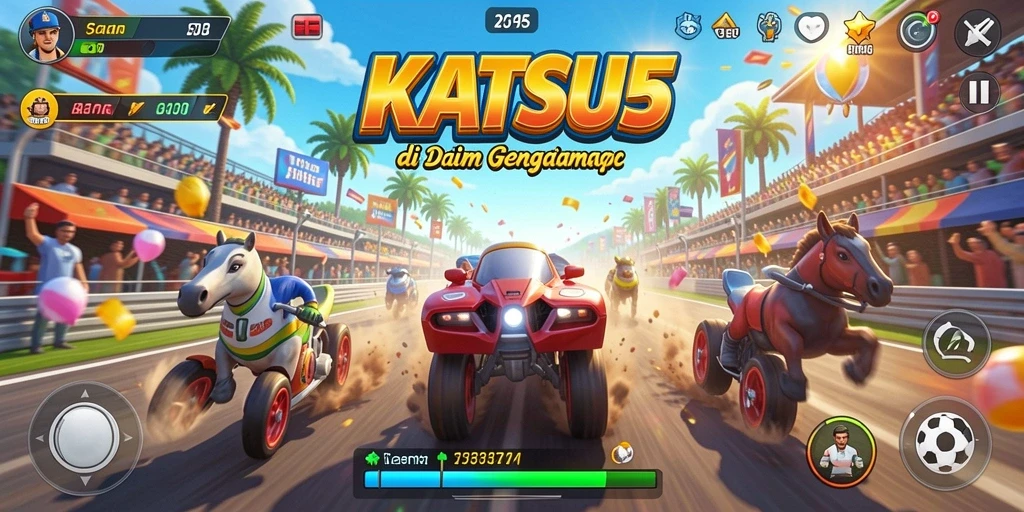 Gameplay seru di KATSU5 dengan aksi balapan yang mendebarkan.