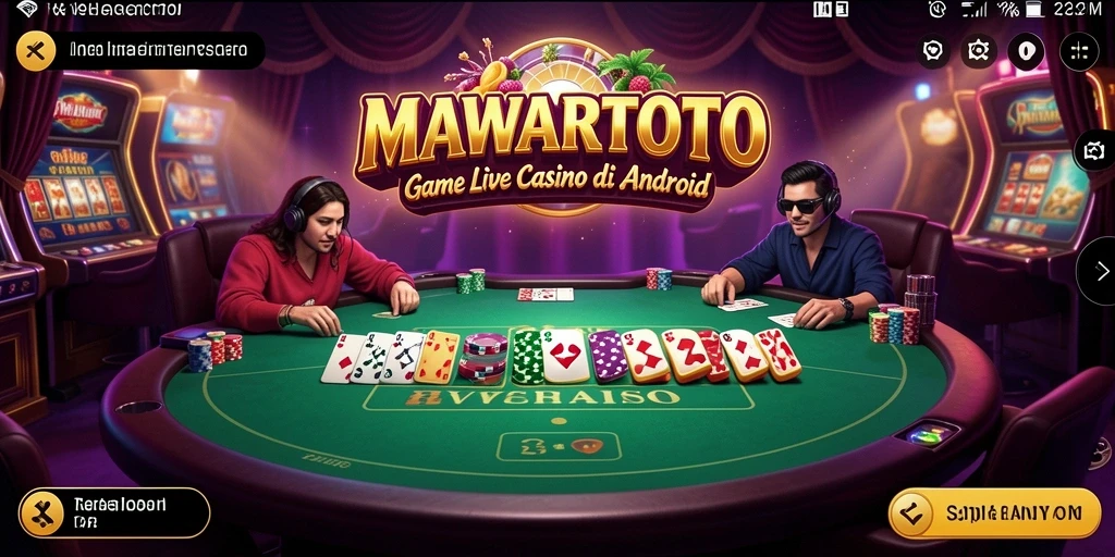 Screenshot gameplay MAWARTOTO menampilkan dealer langsung dalam suasana casino yang nyata.