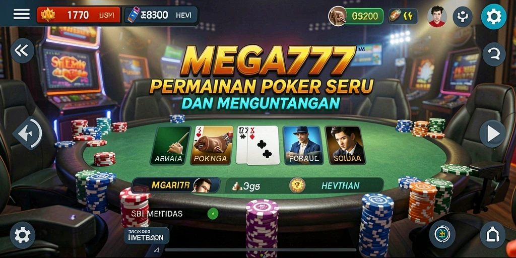 Tampilan menarik gameplay Poker MEGA777 yang mendebarkan.
