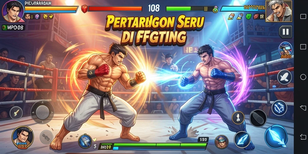 Tampilkan aksi seru gameplay MPO08 dalam pertarungan Fighting.