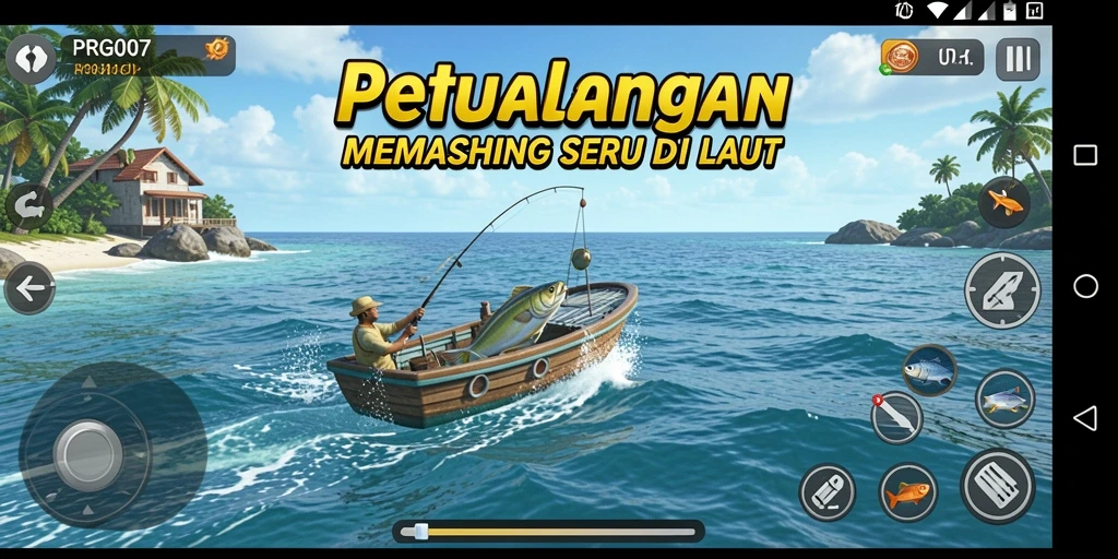 Tampilan gameplay memancing yang menakjubkan dalam PRG007.