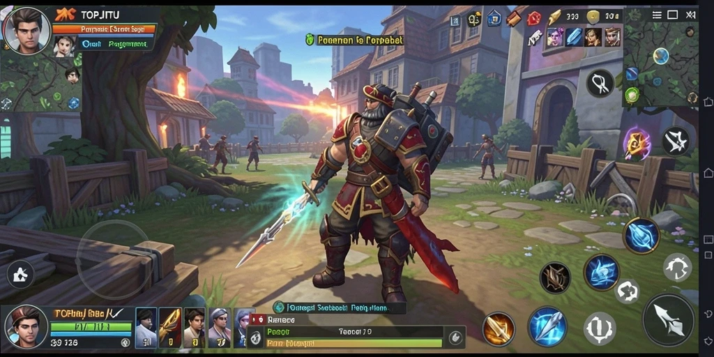 Screenshot gameplay menunjukkan peperangan dan pembangunan kerajaan yang mendebarkan.